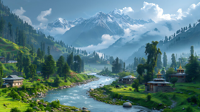 kashmir River side view