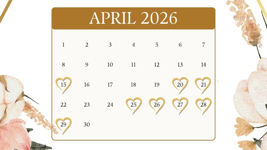 wedding dates april 2026