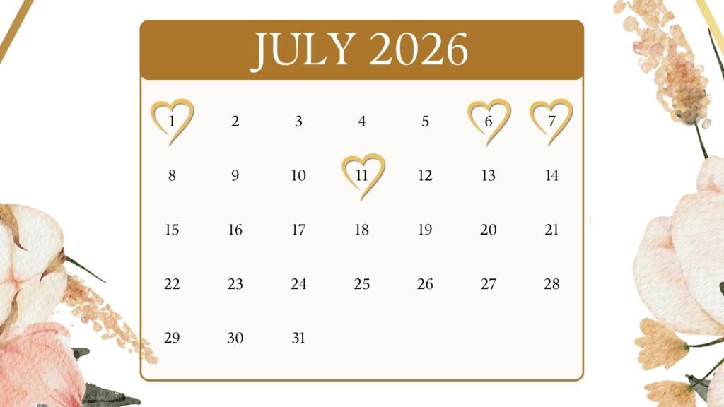 wedding dates july 2026