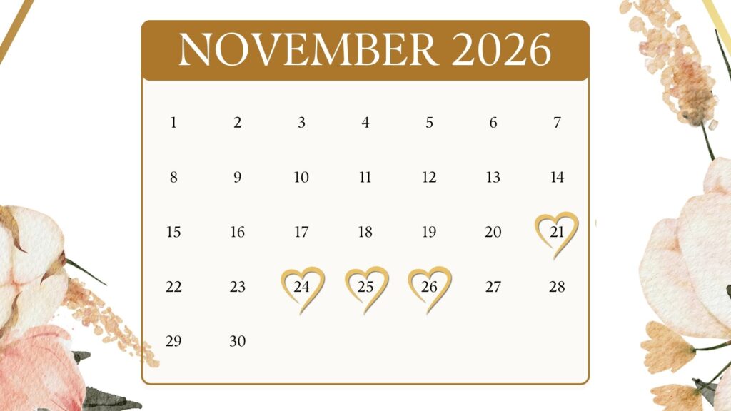 wedding dates november 2026