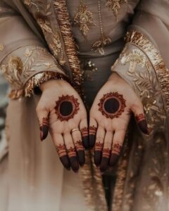  Mandala mehndi design placed at the center of the palm