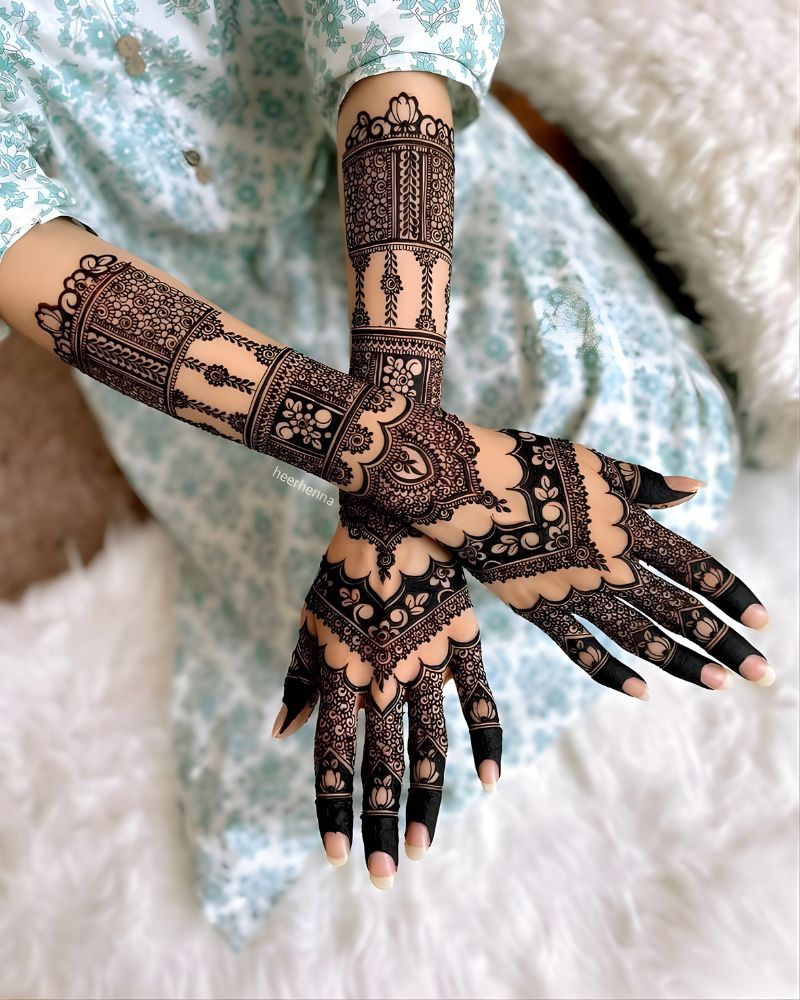 Bold reverse-fill bridal mehndi inspired by meenakari art