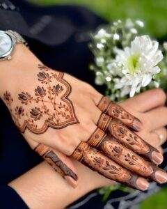 Simple back hand mehndi design with clean patterns