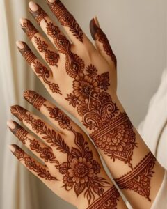 Arabic mehndi design showing even colour after one day