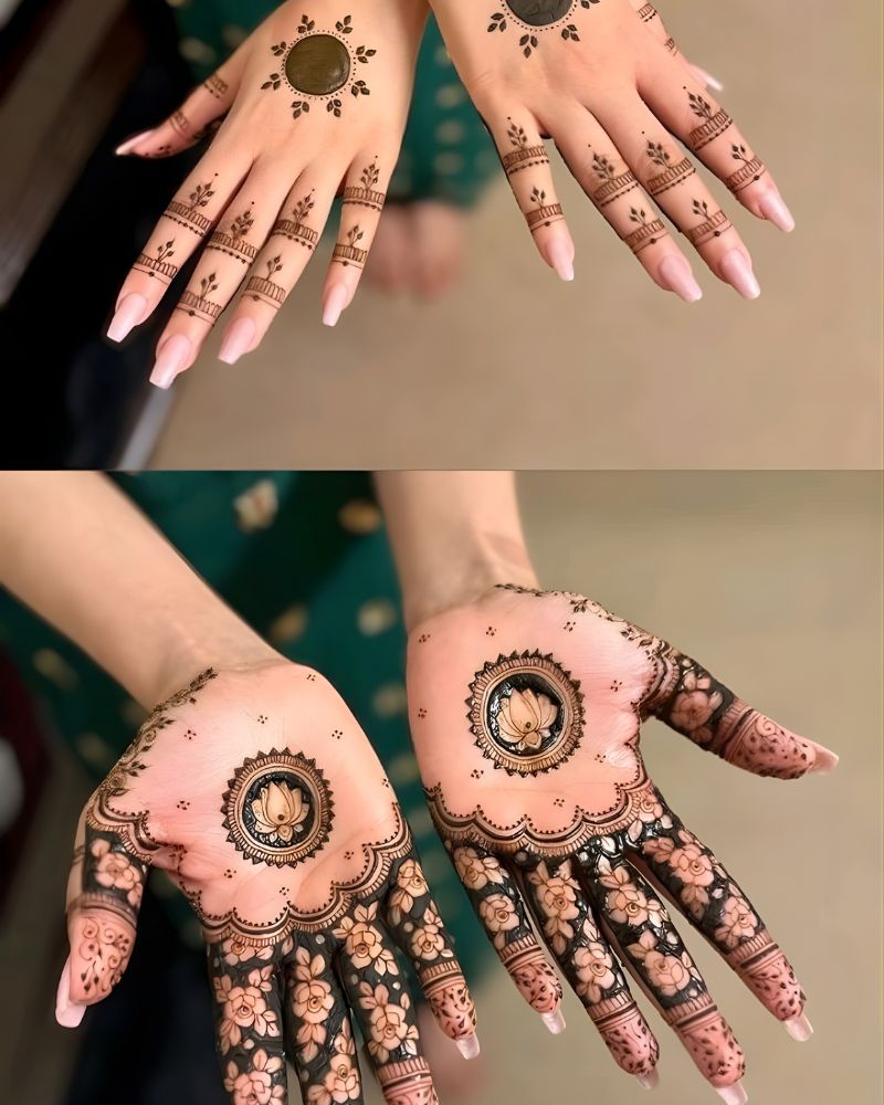 Vintage minimalist gola mehndi designs