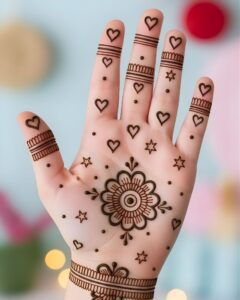 Simple mehndi design for kids with small patterns