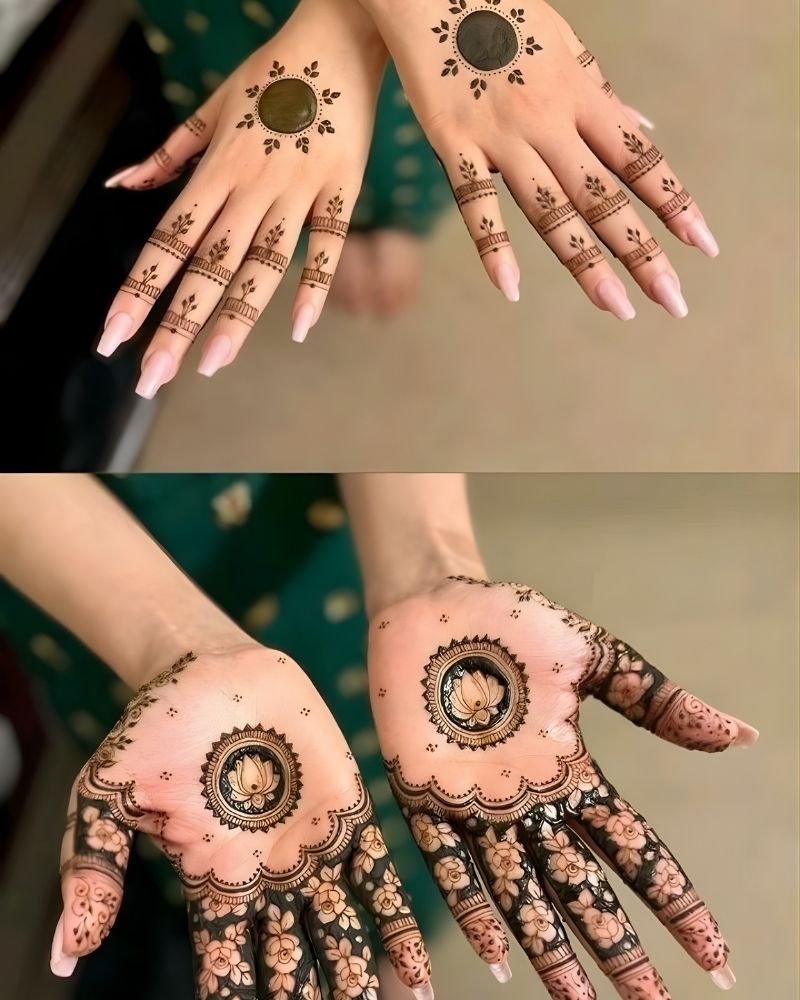 Circle mehndi design with simple round motifs