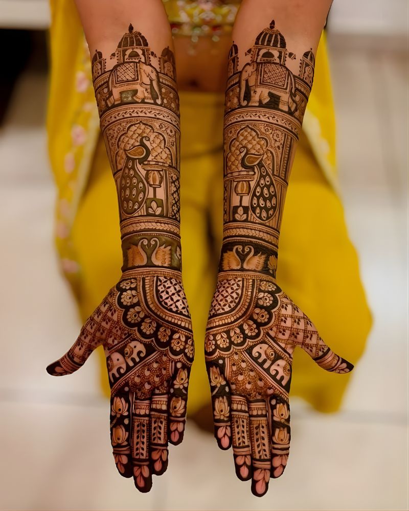Palace-inspired bridal mehndi designs for Udaipur and Jaipur weddings