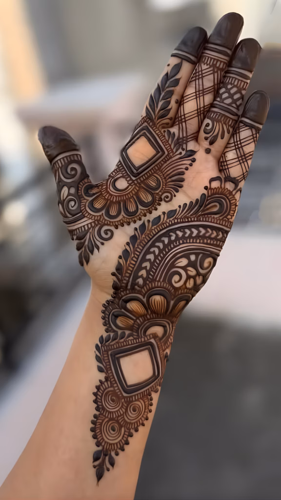 Arabic Front Hand Mehndi Dot Trail Between Motifs