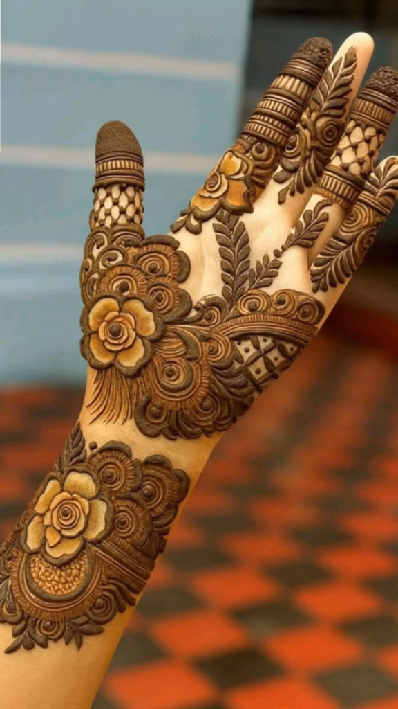 Eid Mehndi Front Hand Arabic Floral Festival Design