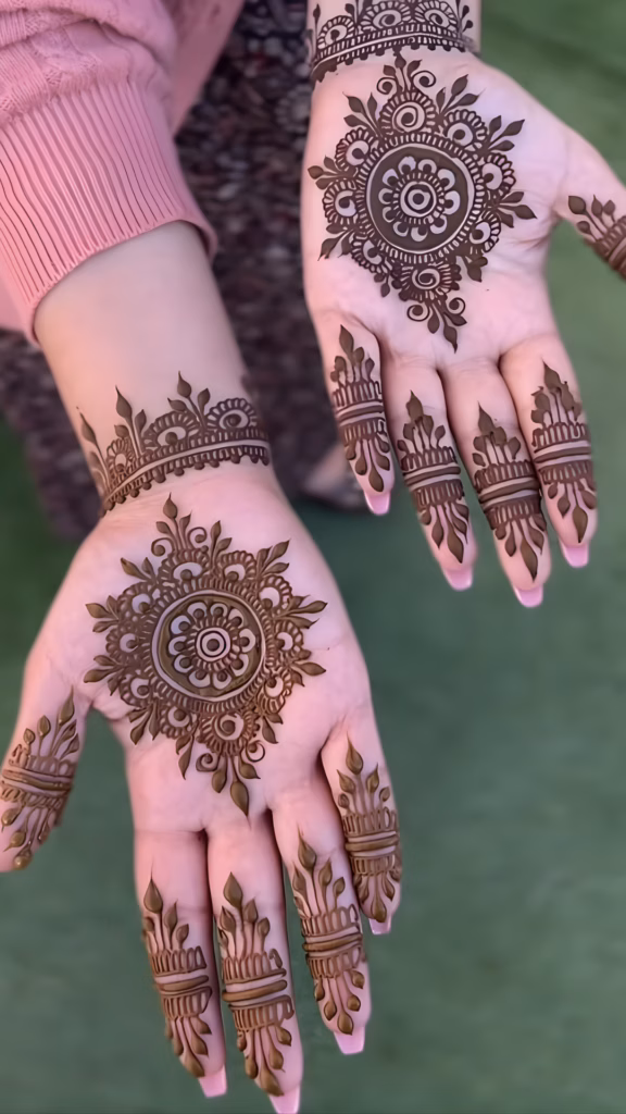 Arabic Mehndi Front Hand Wrist To Palm Flower Design