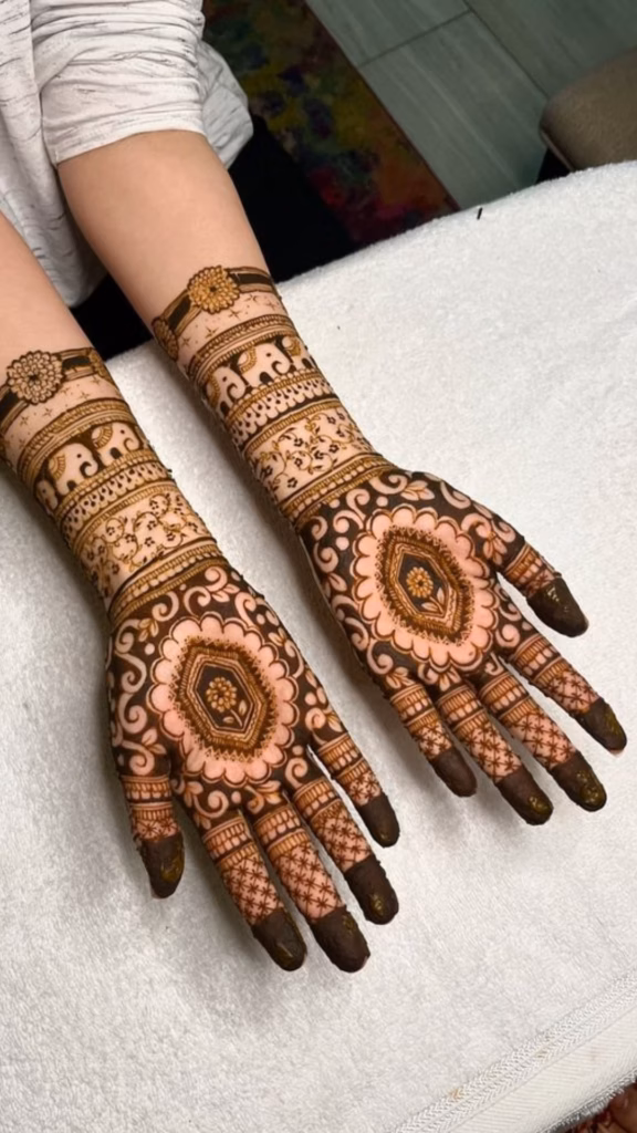 Single Mandala Bridal Mehndi Front Hand