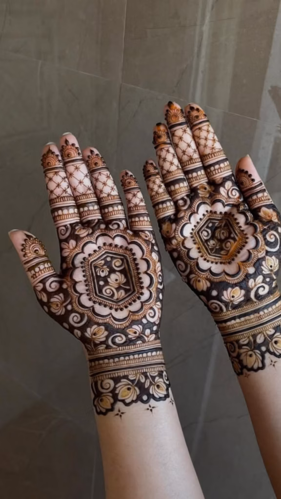Sangeet Mandala Mehndi Design Front Hand