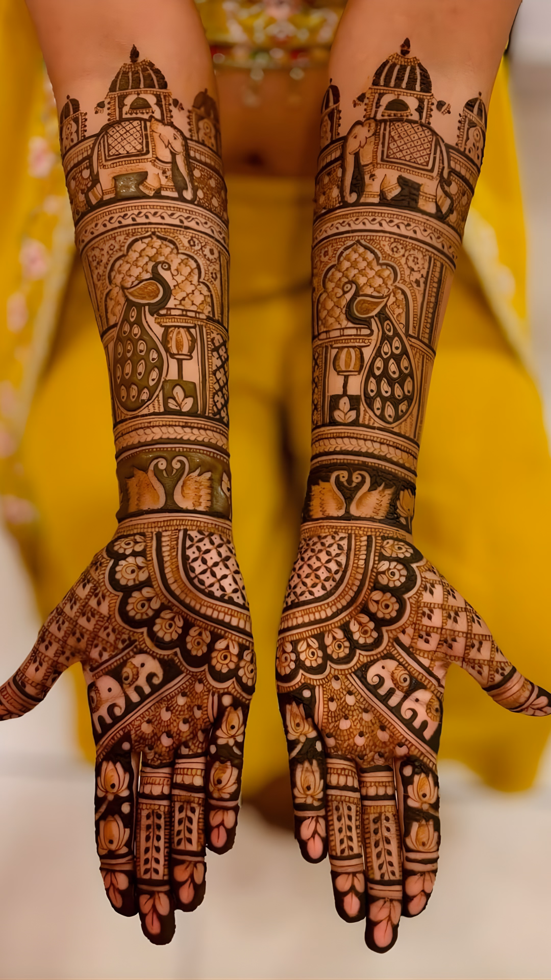 Bridal Mehndi Front Hand Peacock And Lotus Centre