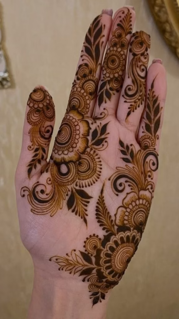 Floral Front Hand Mehndi Botanical Trail Diagonal Palm