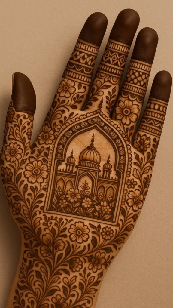 Mughal Jharokha Mehndi Front Hand Arch Design
