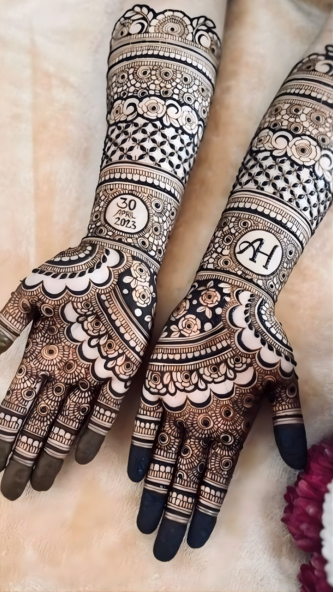 Rajasthani Bridal Front Hand Mehndi With Hidden Name