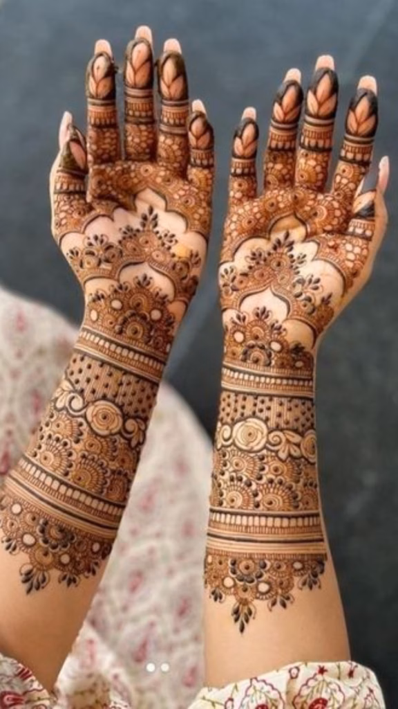 Khafif Mehndi Fine Line Front Hand Modern Bride