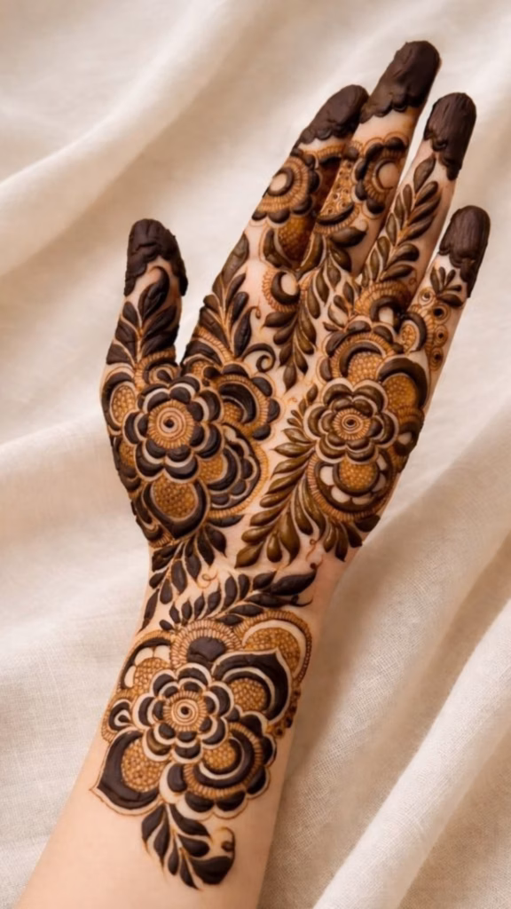 Khafif Mehndi Design Front Hand Negative Space