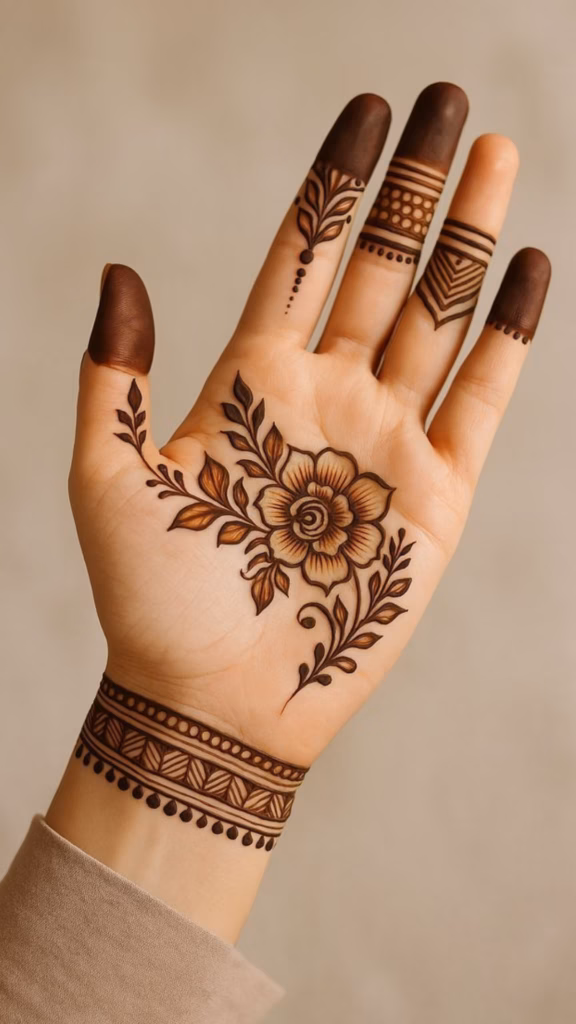 Cuff Style Mehndi Front Hand Wedding Guest Design