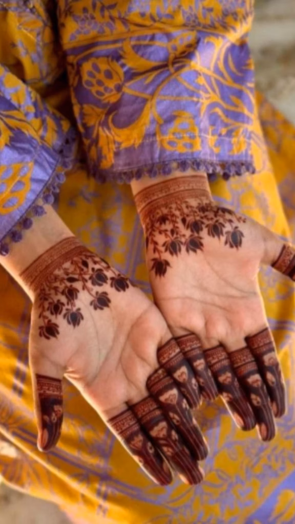 Half Hand Mehndi Upper Palm Finger Focus Front