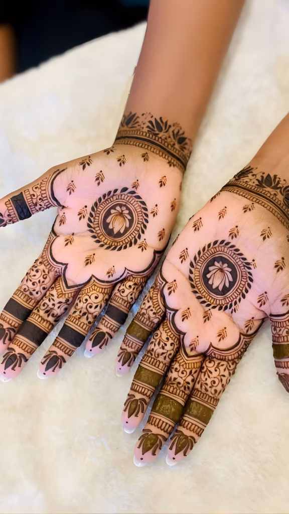 Lotus Mehndi Front Hand Bridal Anchor Motif
