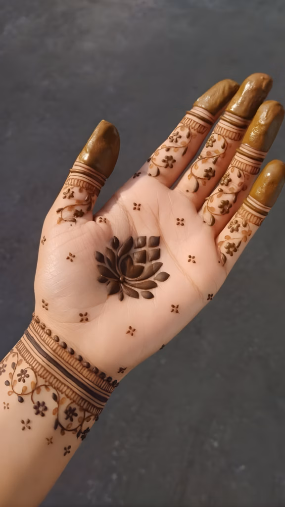 Lotus Bud Mehndi Design Front Hand Minimal Style