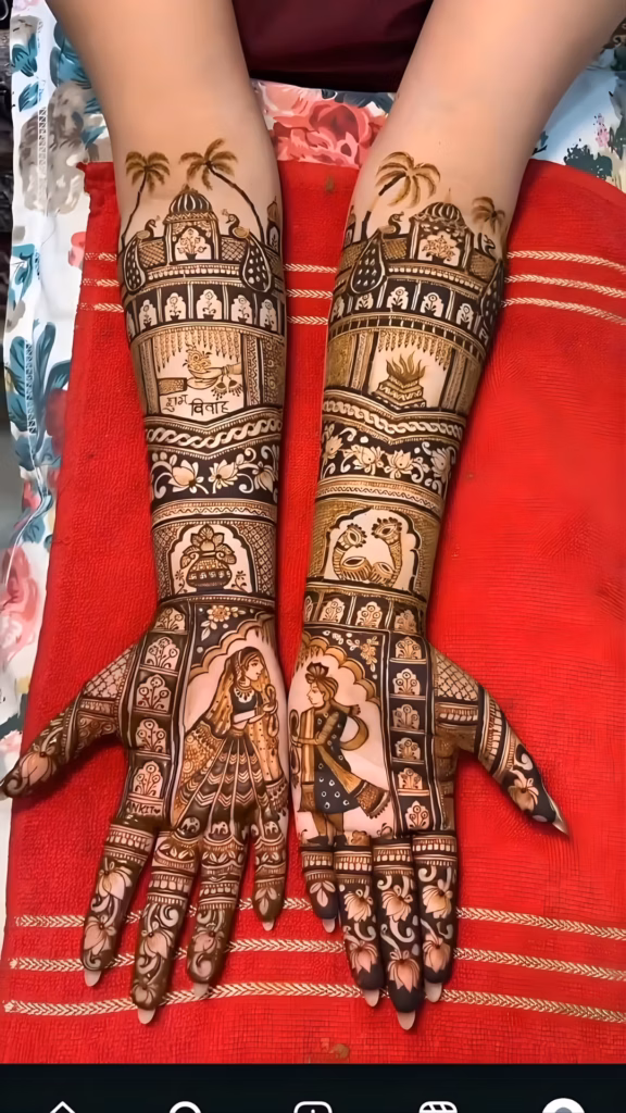 Storytelling Mehndi Front Hand Wedding Mandap Scene