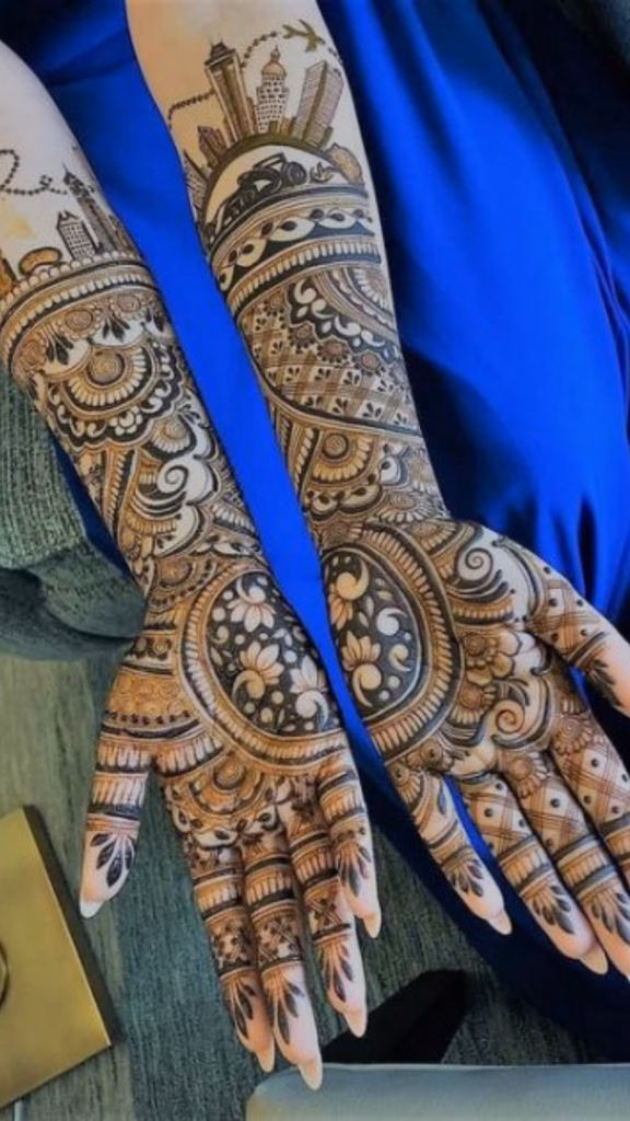 Storytelling Mehndi Front Hand Hidden City Skyline