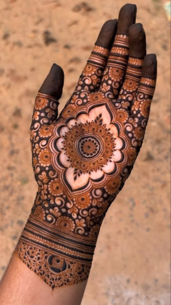 Indo Arabic Bridal Mehndi Front Hand Modern Bride