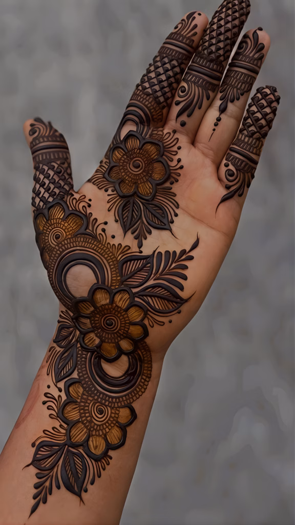 Arabic Mehndi Design Front Hand Bold Flowers 2026