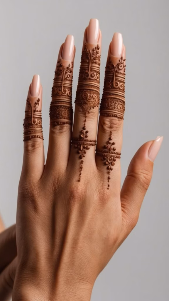 Finger Mehndi Design Henna Rings Stacked Joints