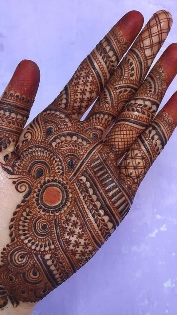 Finger Wrap Mehndi Fingertip To Base Front Hand